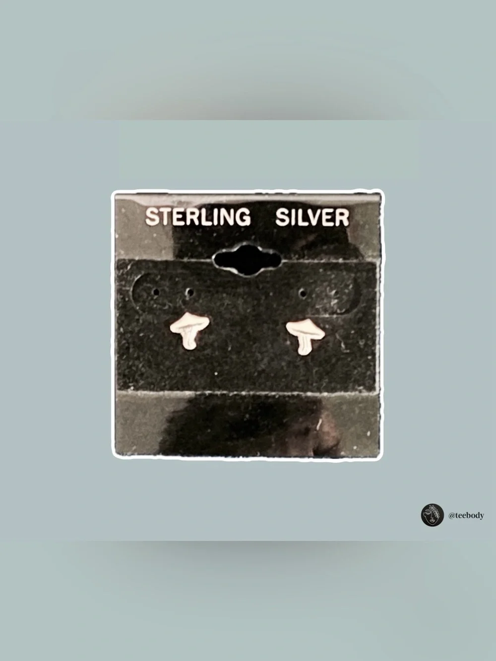 VTG NWT Sterling Silver .925 Tiny Mushroom Stud Earrings | Retro Boho Minimalist